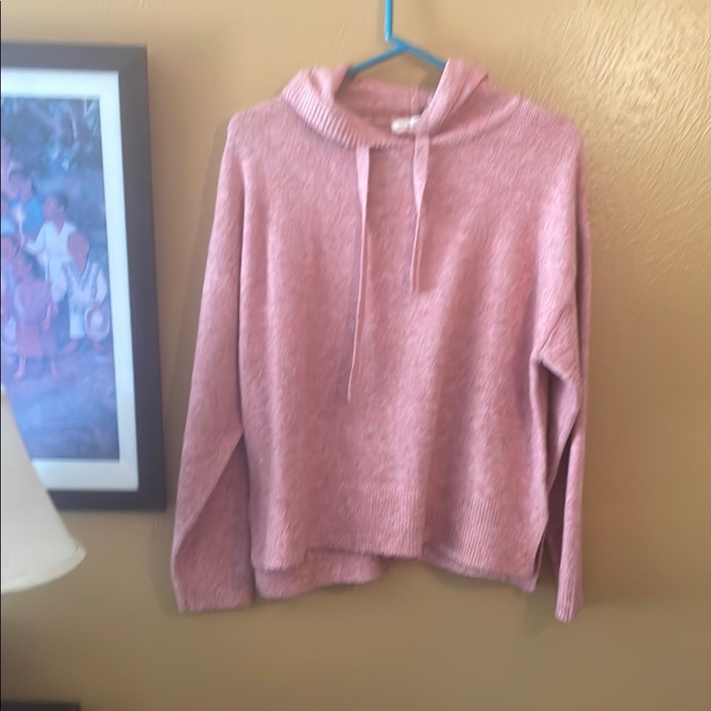 Pink Cowl Neck Sweater with Relaxed Fit